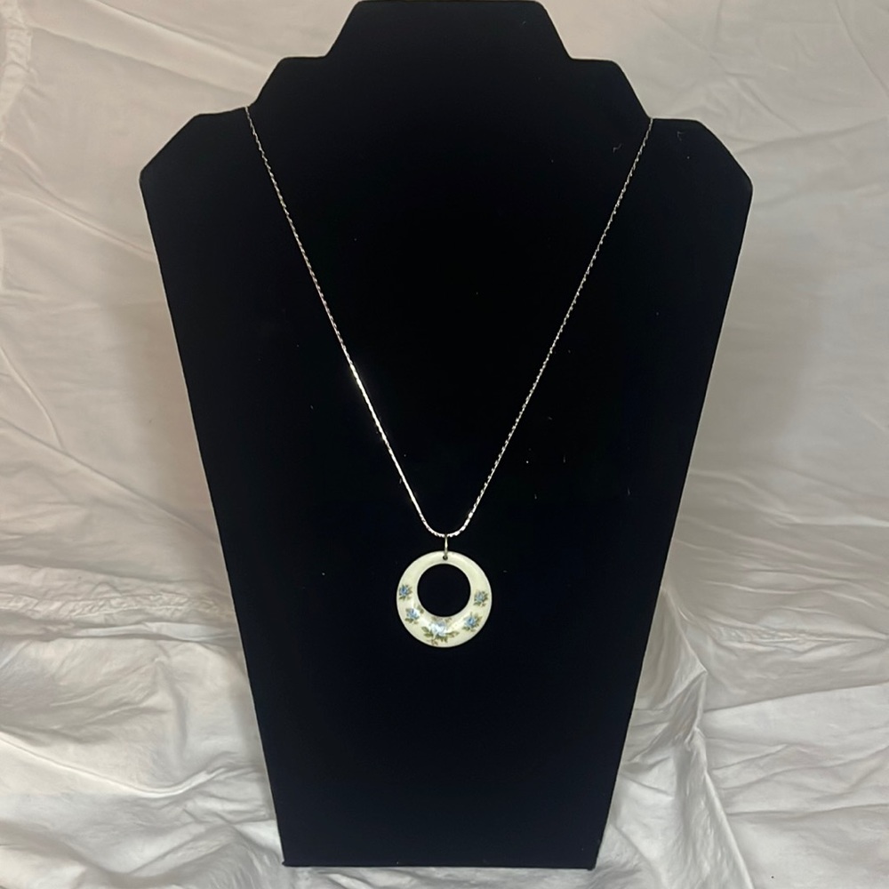 Blue Rose Ceramic necklace